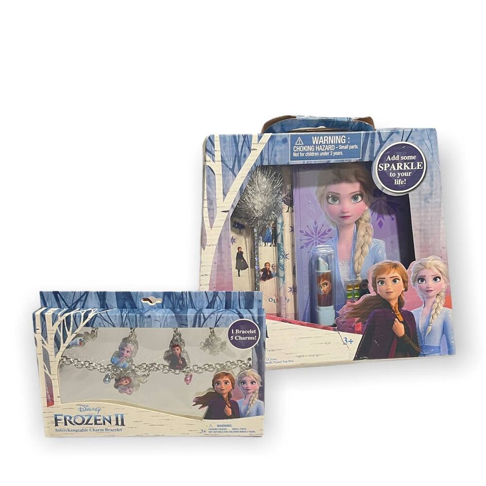 Frozen II Bundle Gift set journal set & charm bracelet New